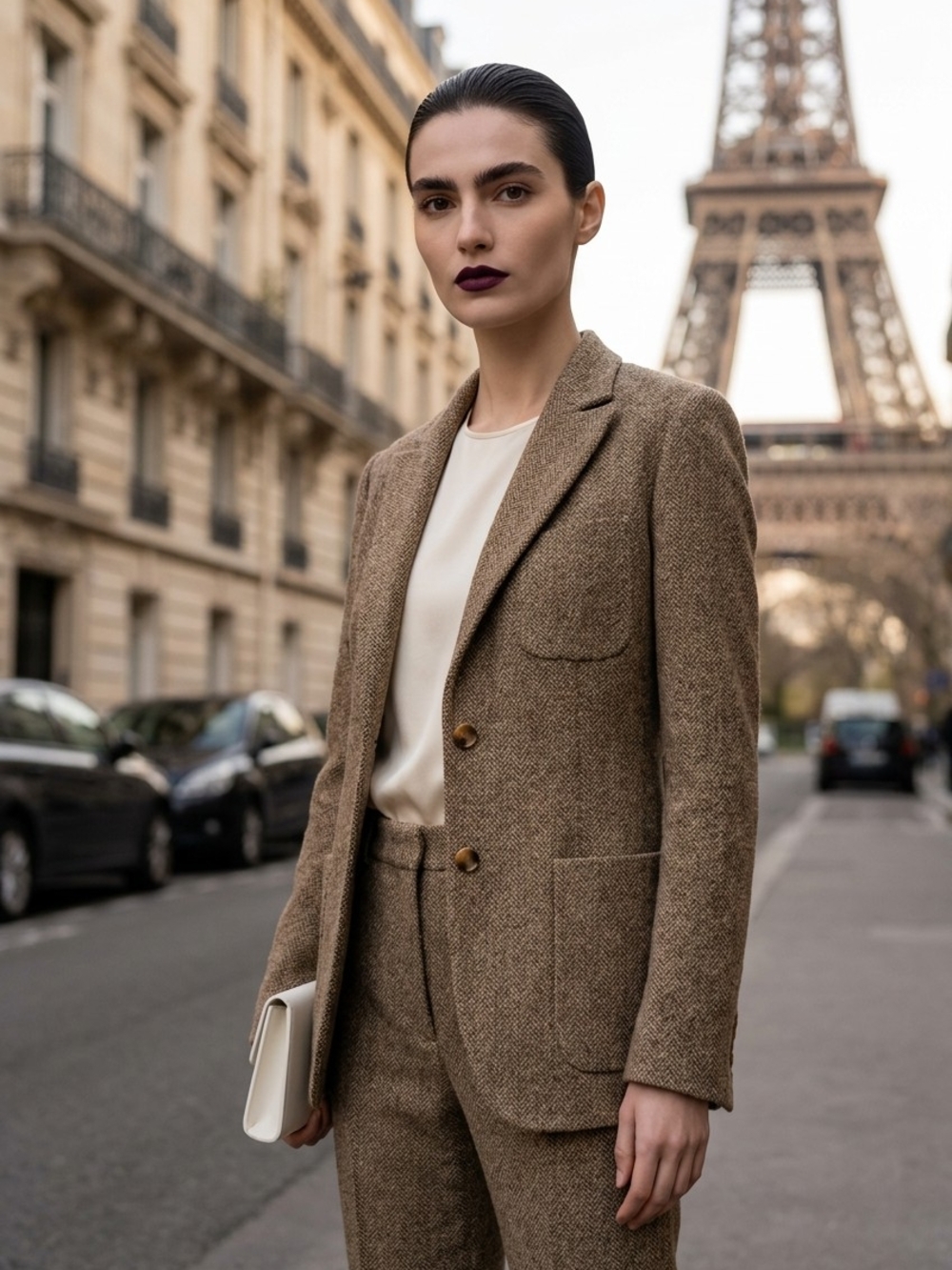 Jil Sander Brown Herringbone Wool-Blend Blazer